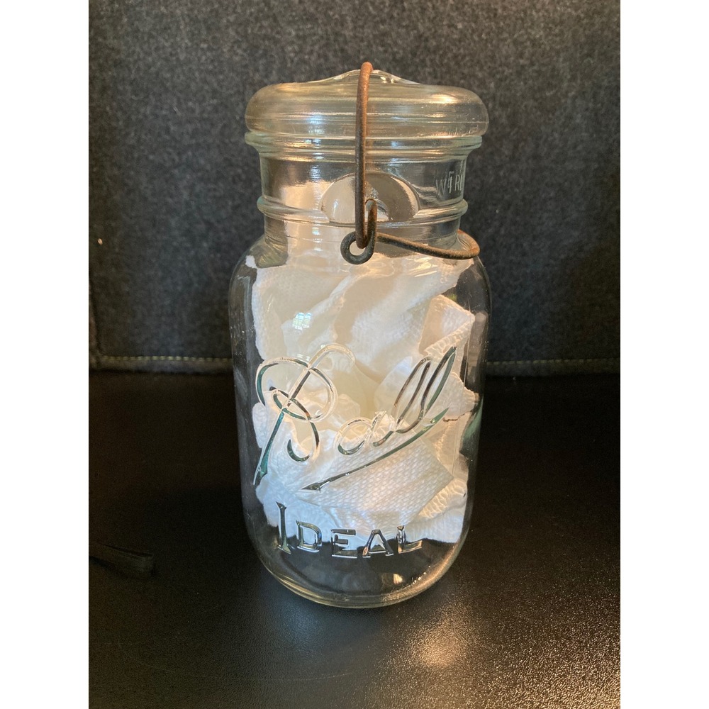 Ball Ideal Glass Storage Canister Jar Lid Wire Bail Closure Farmhouse Decor